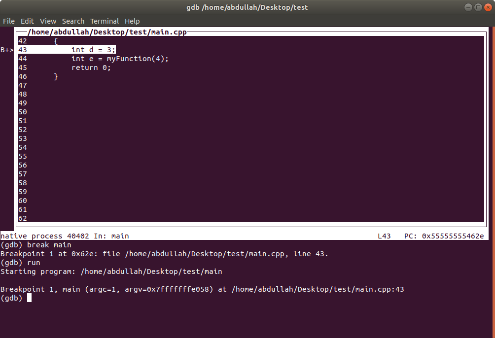 GDB TUI mode TUI mode